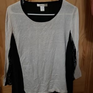 🌸Black and white silk shirt